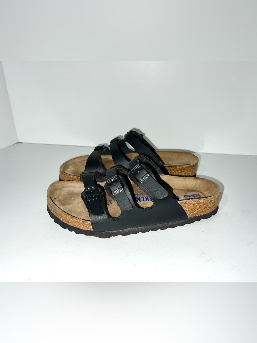 Birkenstock Florida Soft Footbed Black Leather Sandals Size 36 US 5.5